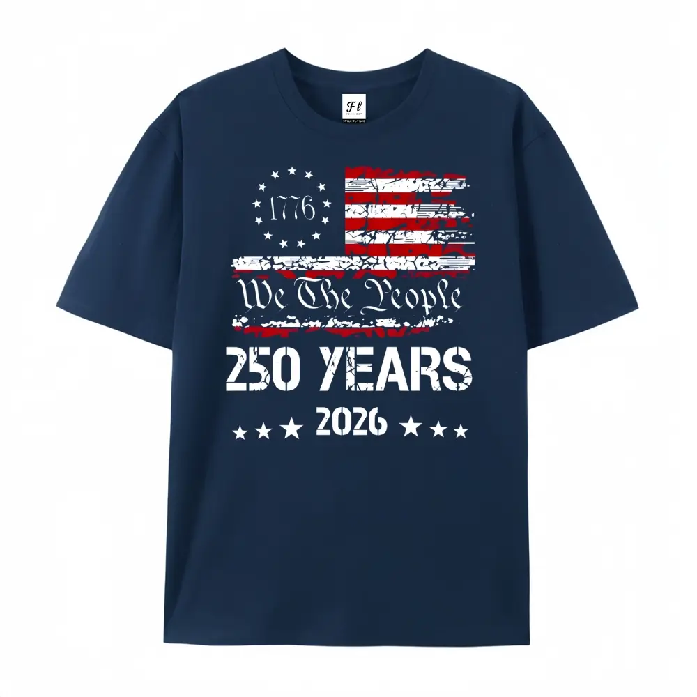 1776-2026 USA 250 Years We The People Betsy Ross Flag Graphic Oversized T-Shirt