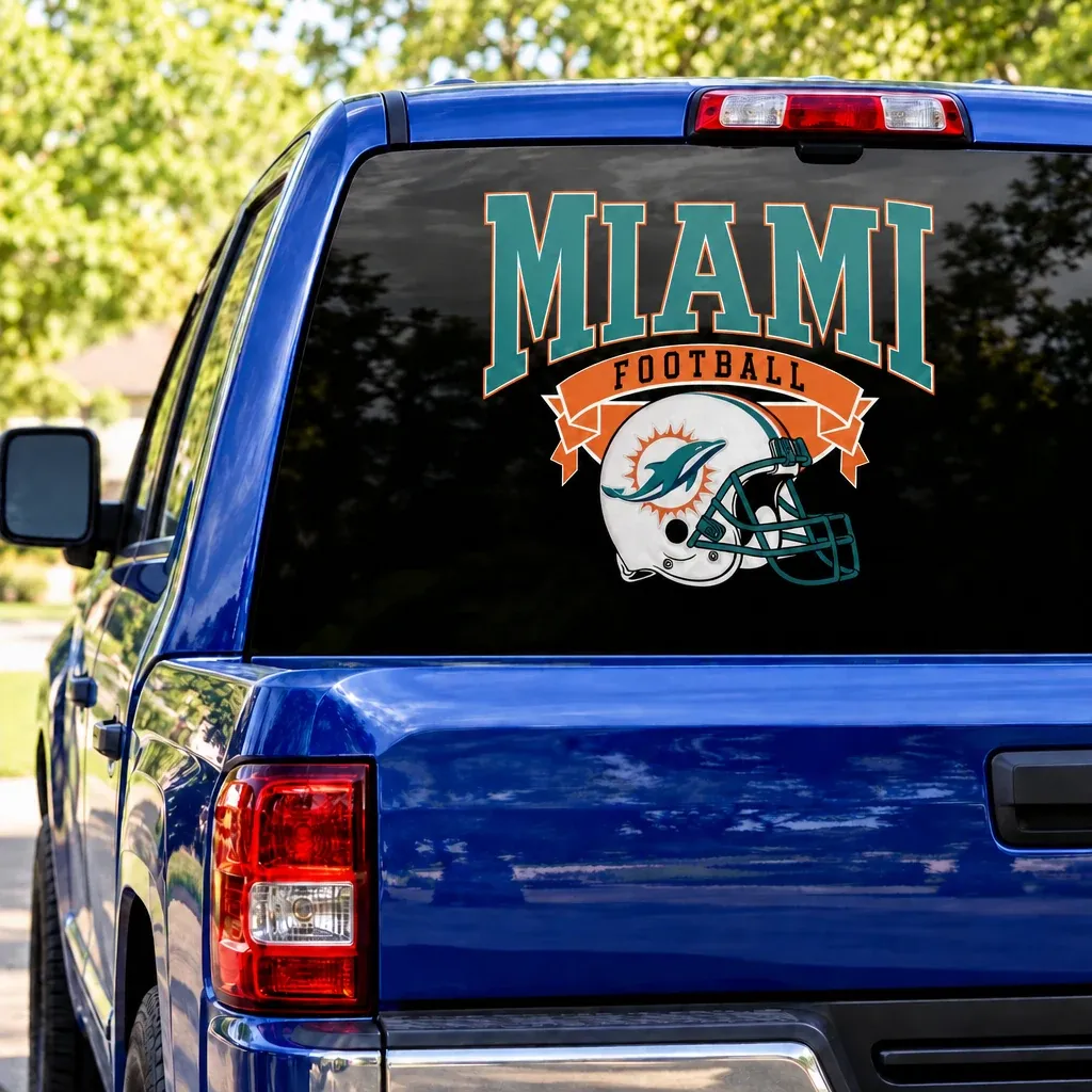 Miami Dolphins Football Square Rear Window Decal