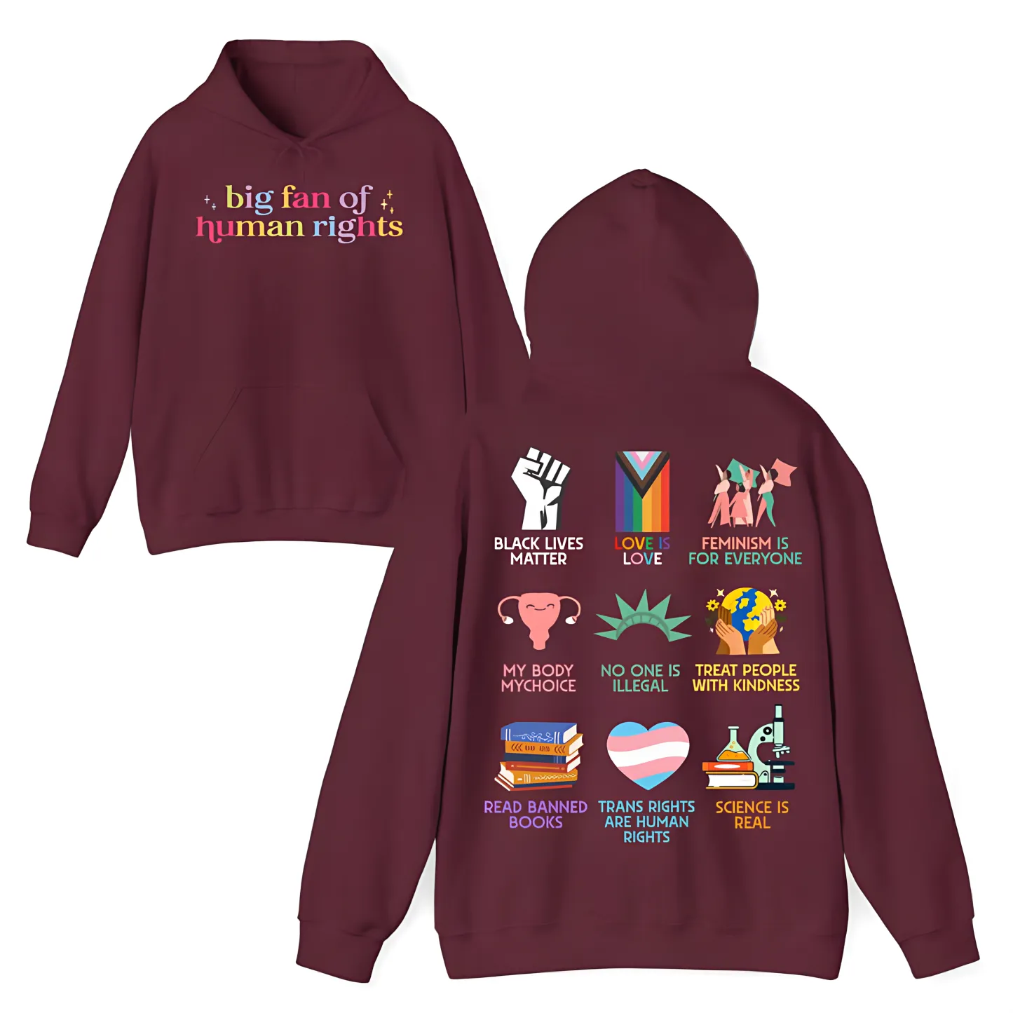 "Big Fan of Human Rights" Graphic Hoodie – The Ultimate Equality Collection