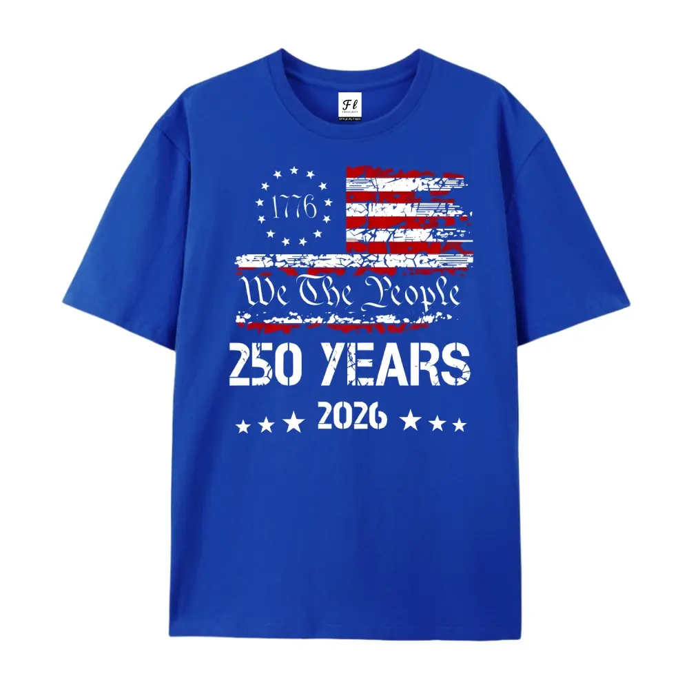 1776-2026 USA 250 Years We The People Betsy Ross Flag Graphic Oversized T-Shirt