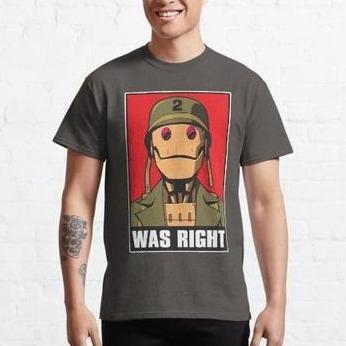 Cartoon Mechanical Soldier "WAS RIGHT" Casual Apparel