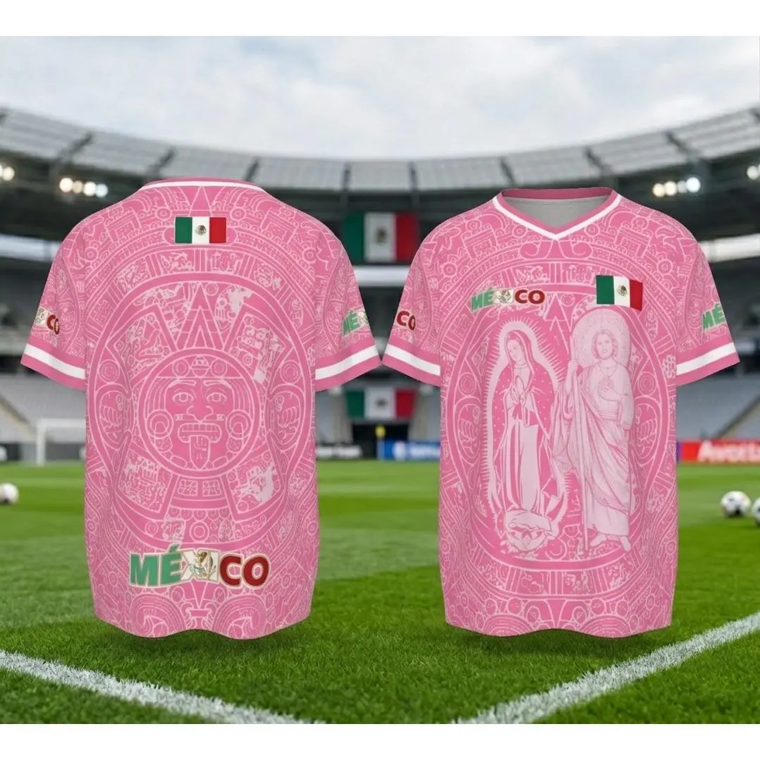 Pink Mexico-Inspired Soccer Jersey – Bold Fan Style Football Tee