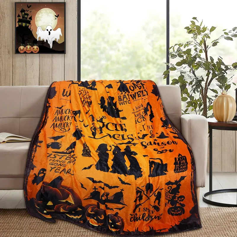 Halloween Witch Spellbook Blanket | Gothic Magic Throw Tapestry