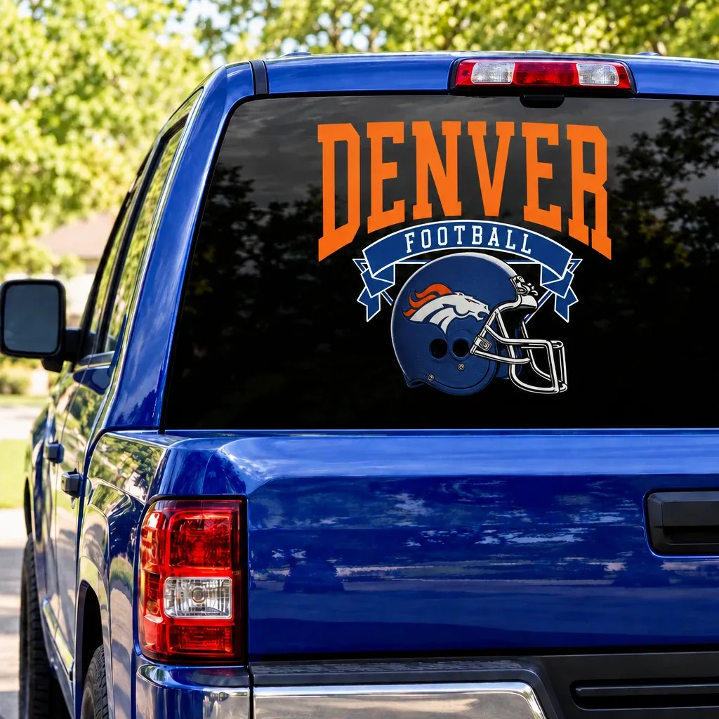 Denver Broncos Football Square Rear Window Decal