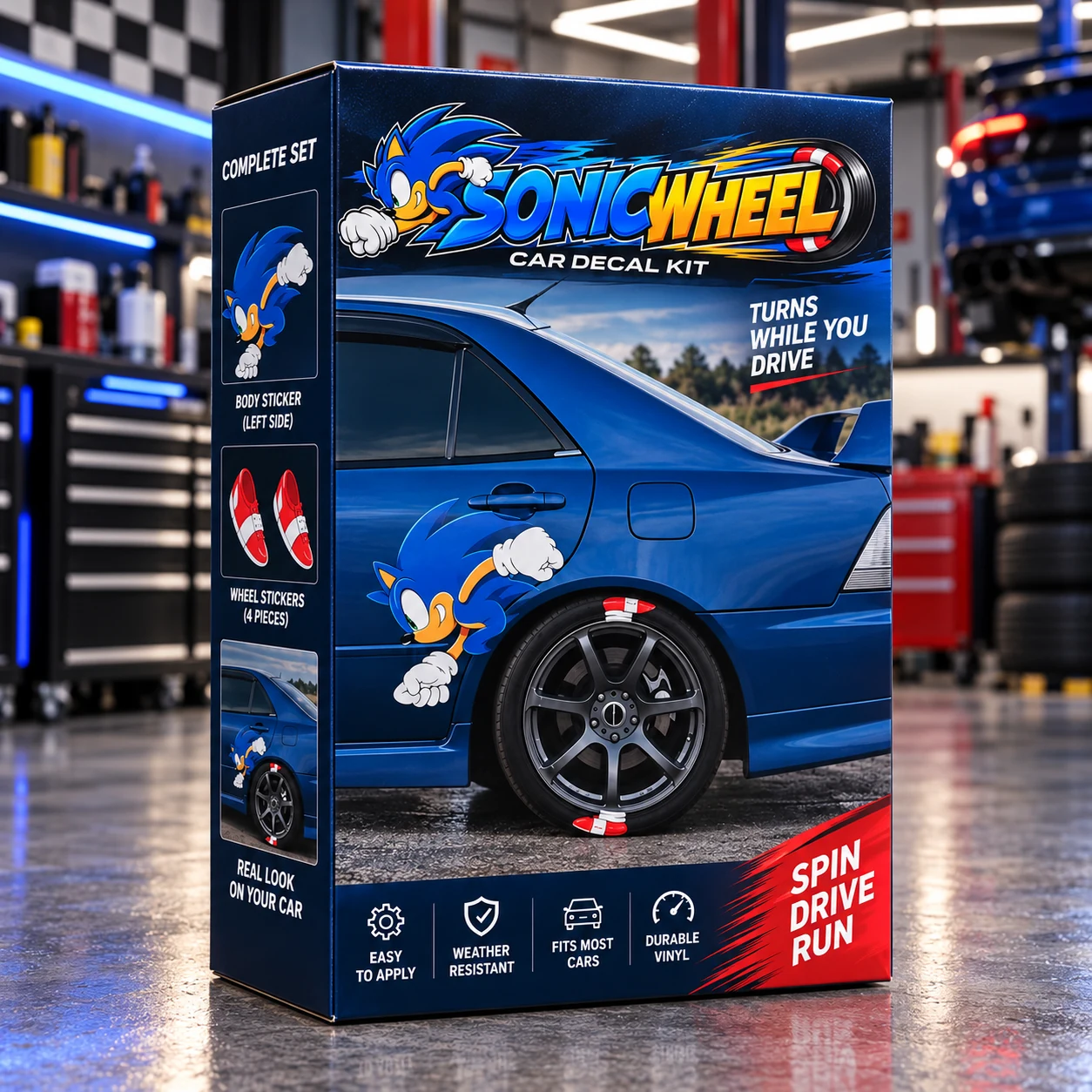 Sonic Motion Illusion Car Decal and Tire Paint Kit - Main View
