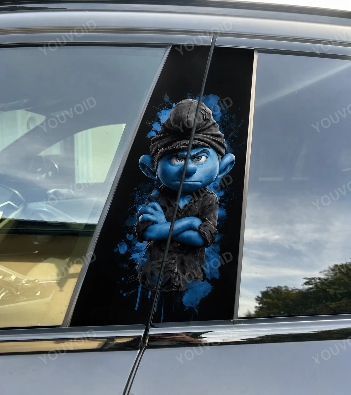 Grouchy Smurf - Car pillar sticker