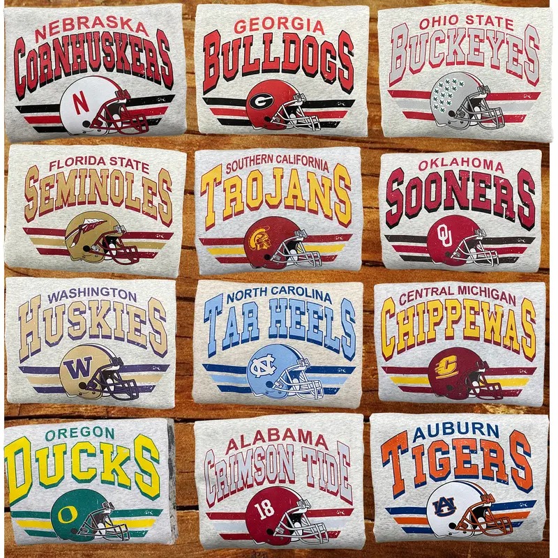 Vintage College Football Helmet T-shirt Crewneck Sweatshirt