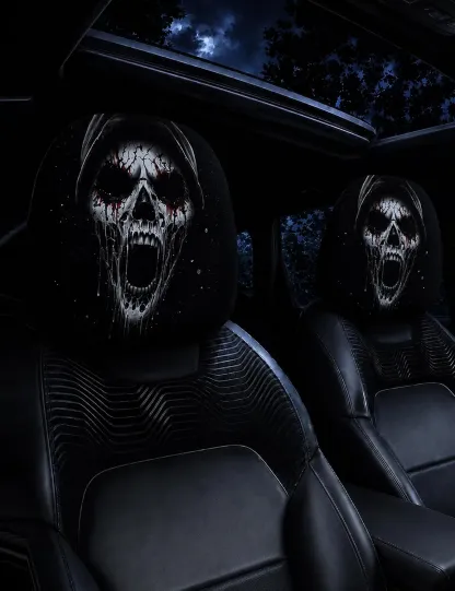 Ghost Face Car Headrest Covers - Style H (2PC) image 1