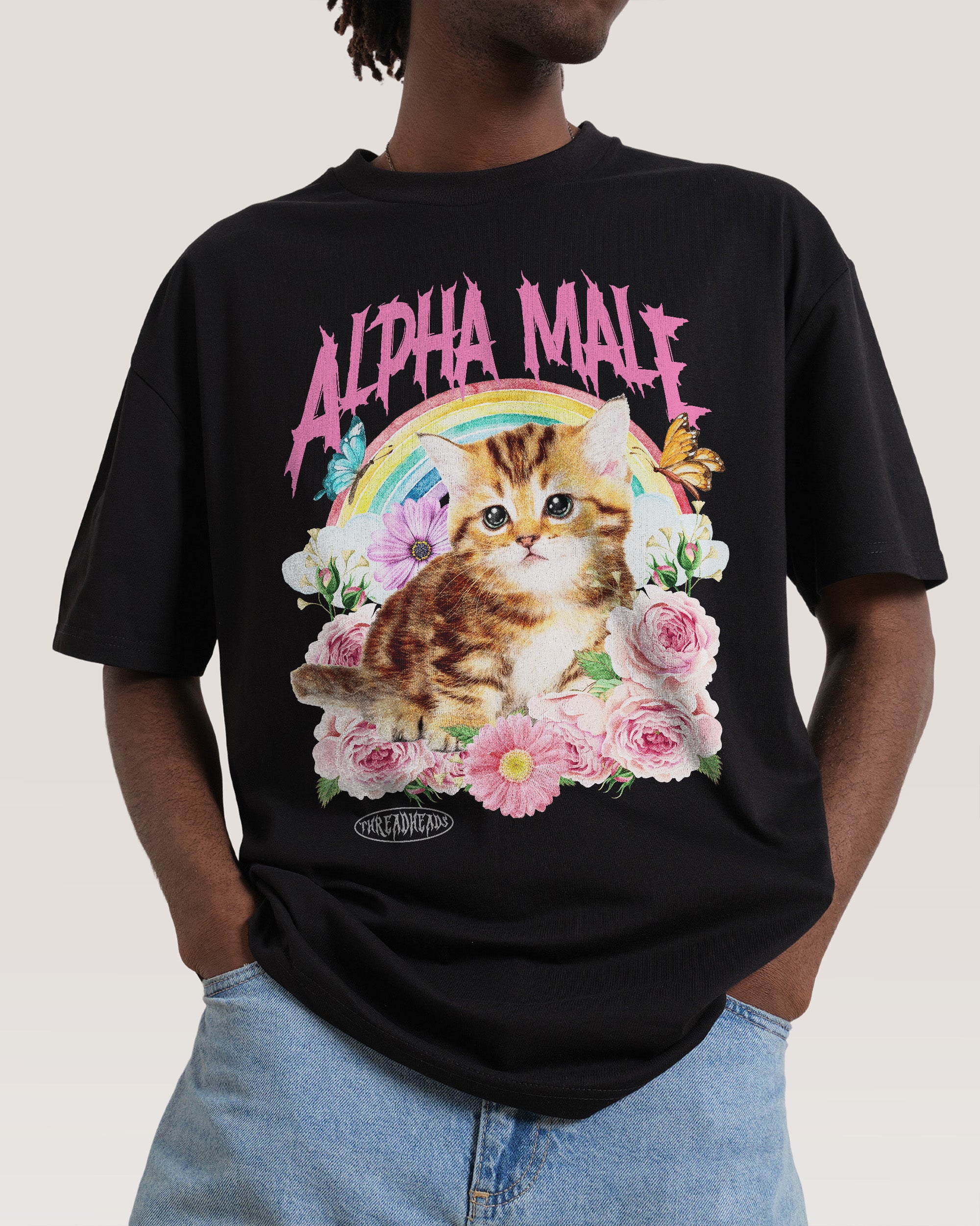 "ALPHA MALE" Retro Kitten Graphic T-Shirt