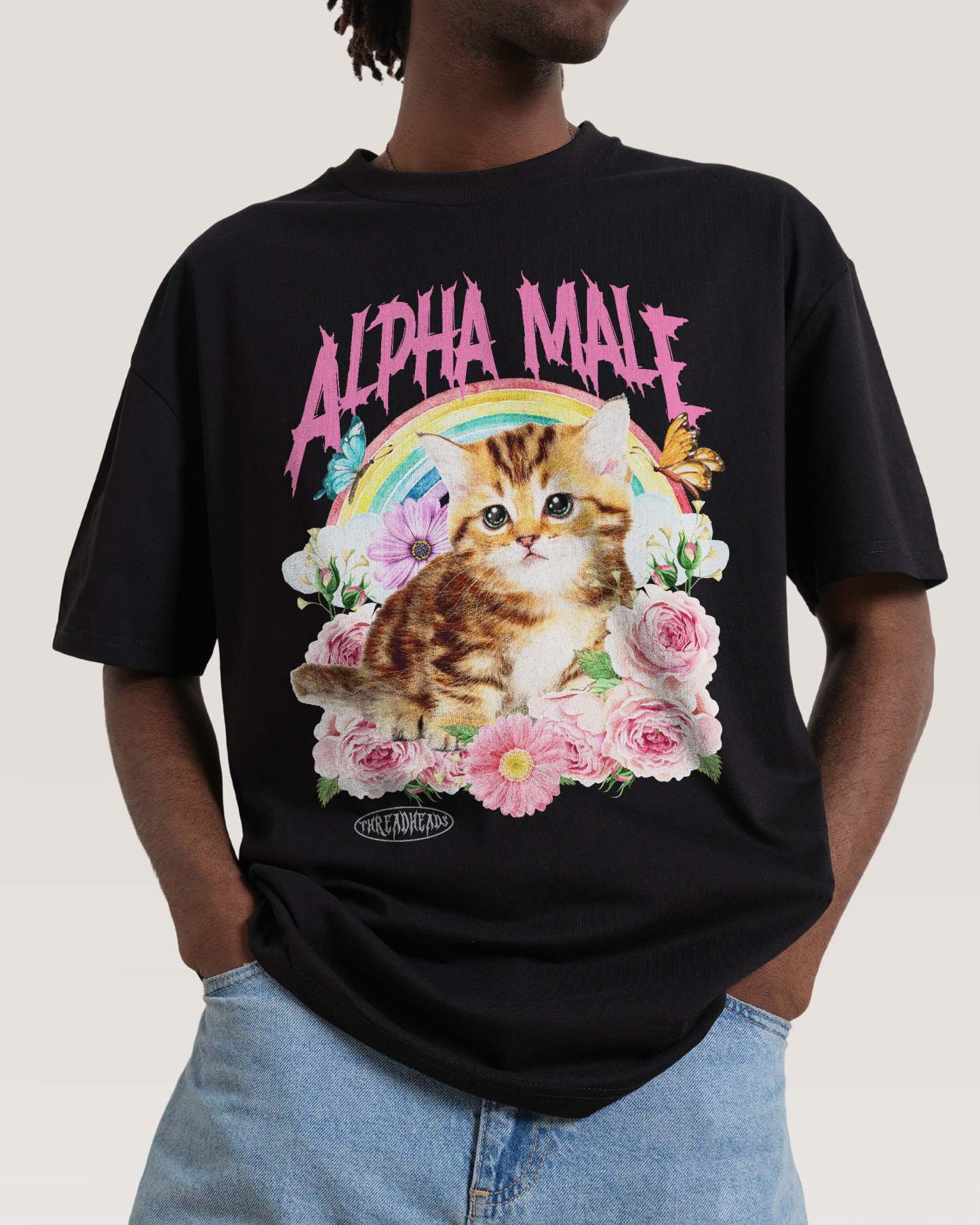 "ALPHA MALE" Retro Kitten Graphic T-Shirt
