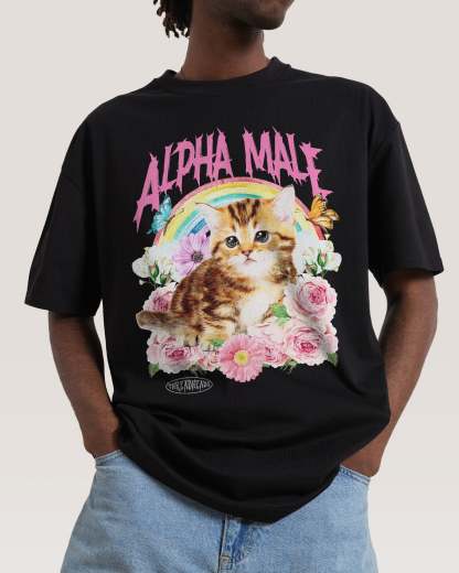 "ALPHA MALE" Retro Kitten Graphic T-Shirt