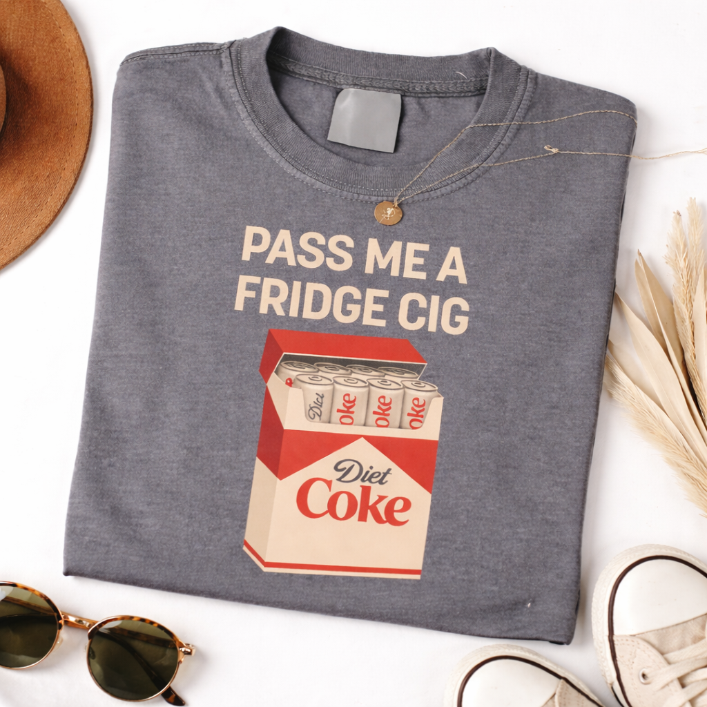 Pass Me a Fridge Cig Vintage Graphic T-Shirt – Funny Soda Lover Washed Tee