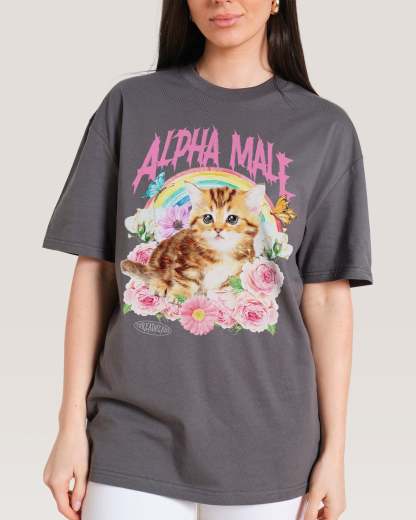 "ALPHA MALE" Retro Kitten Graphic T-Shirt