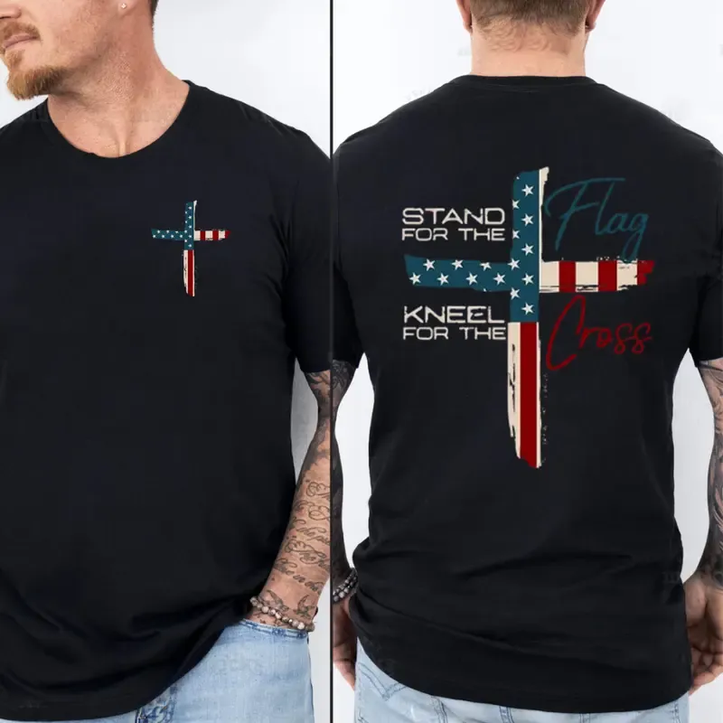 “Faith & Patriotism” Flag - Cross Graphic Tee | Christian Patriot Shirt