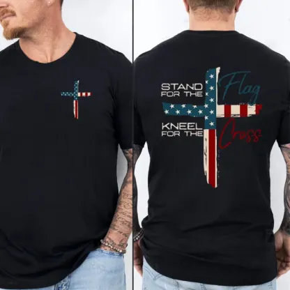 “Faith & Patriotism” Flag - Cross Graphic Tee | Christian Patriot Shirt