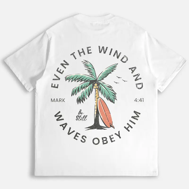 “Mark 4:41 Faith & Beach” Christian Retro Palm Tee