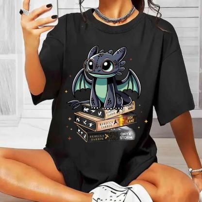 “Bookish Dragon” Toothless & Novels Cute Tee