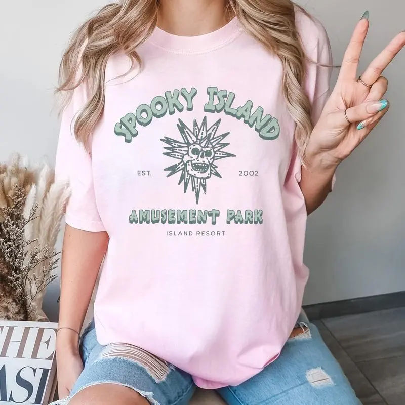 “Retro Cartoon Nostalgia” Spooky Island Amusement Park Tee