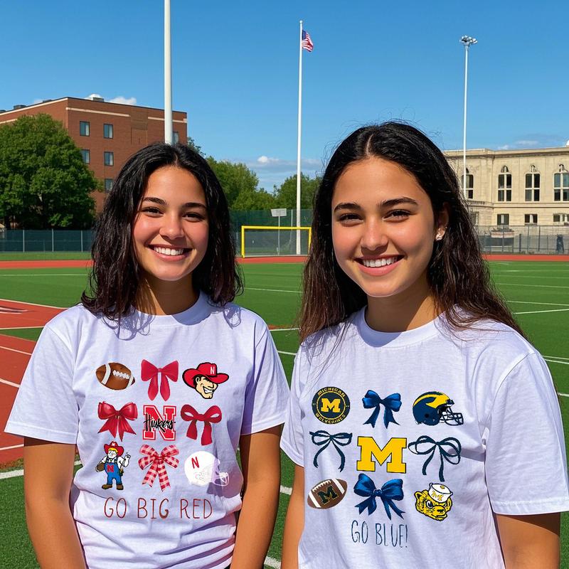 “College Team Spirit” Sporty Bow Graphic Tee