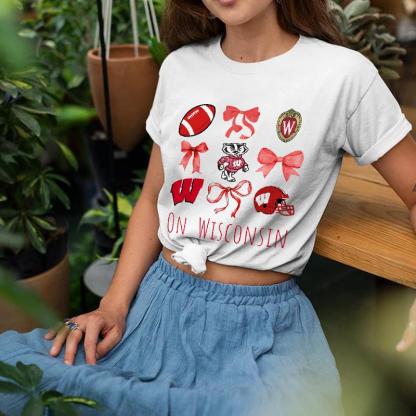 “College Team Spirit” Sporty Bow Graphic Tee