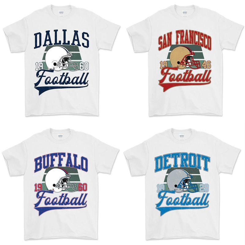 All 32 NFL Teams Vintage Football Fan Tee Collection