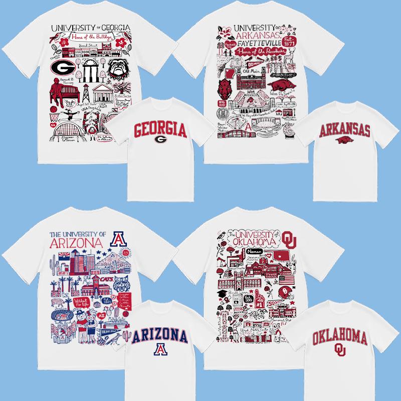“Complete NCAA Campus Pride” Hand - Drawn University Tees Collection