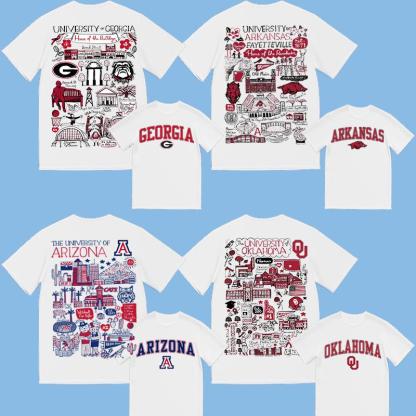 “Complete NCAA Campus Pride” Hand - Drawn University Tees Collection