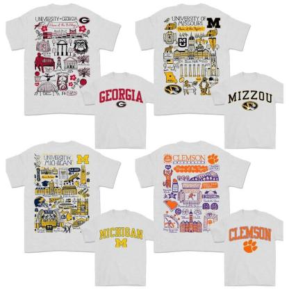 “Complete NCAA Campus Pride” Hand - Drawn University Tees Collection