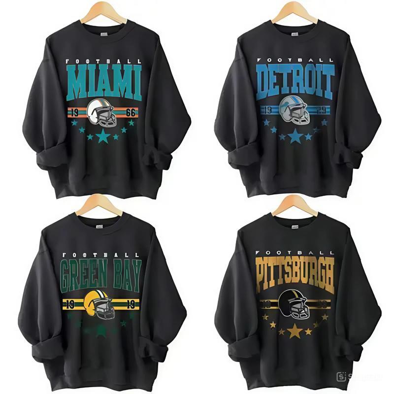 Retro NFL Team Hoodies - Minnesota/Detroit/Kansas City/Pittsburgh