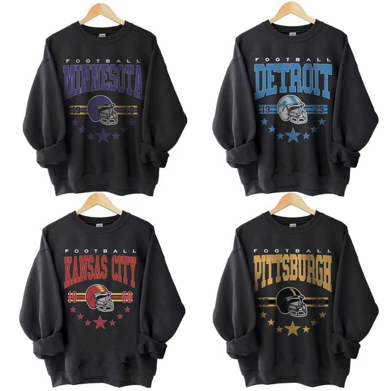 Retro NFL Team Hoodies - Minnesota/Detroit/Kansas City/Pittsburgh
