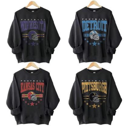 Retro NFL Team Hoodies - Minnesota/Detroit/Kansas City/Pittsburgh