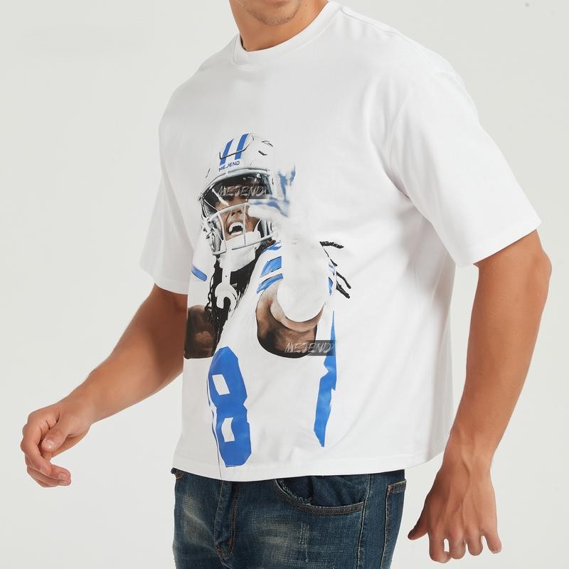 “American Football Player Action” White Crewneck Tee
