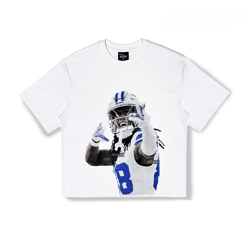 “American Football Player Action” White Crewneck Tee