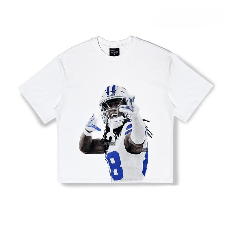 “American Football Player Action” White Crewneck Tee
