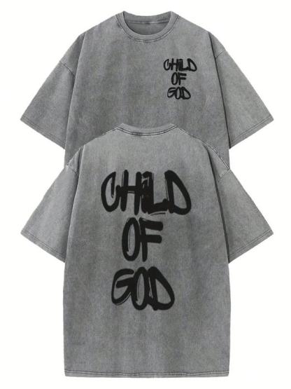 “CHILD OF GOD” Graffiti Vintage Gray Crewneck Tee
