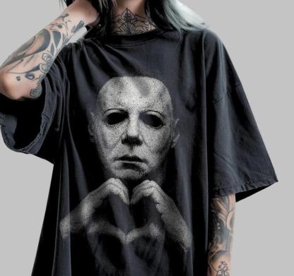 “Michael Myers Heart Hands” Halloween Multi - Color Crewneck Tees