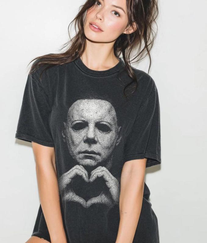 “Michael Myers Heart Hands” Halloween Multi - Color Crewneck Tees
