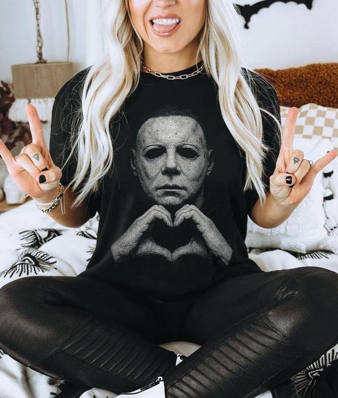 “Michael Myers Heart Hands” Halloween Multi - Color Crewneck Tees