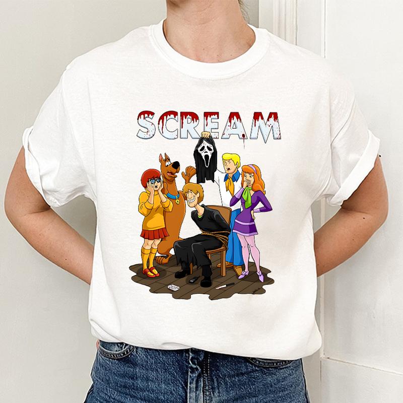 Scooby-Doo x Scream Crossover Graphic Apparel - Horror Cartoon Fusion Tee, Sweatshirt & Hoodie