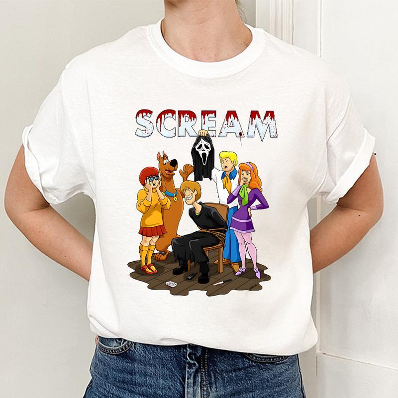 Scooby-Doo x Scream Crossover Graphic Apparel - Horror Cartoon Fusion Tee, Sweatshirt & Hoodie