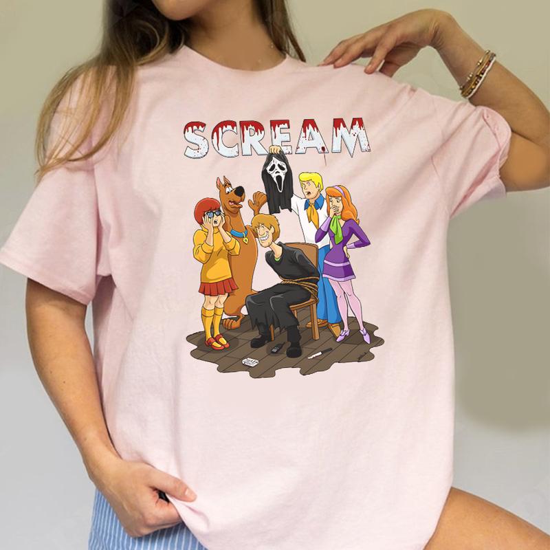 Scooby-Doo x Scream Crossover Graphic Apparel - Horror Cartoon Fusion Tee, Sweatshirt & Hoodie