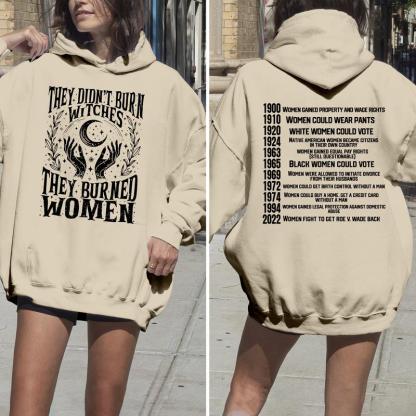 Feminist Witch Trial Graphic Apparel - “They Didn’t Burn Witches” Women's Rights Timeline Hoodie & Tee