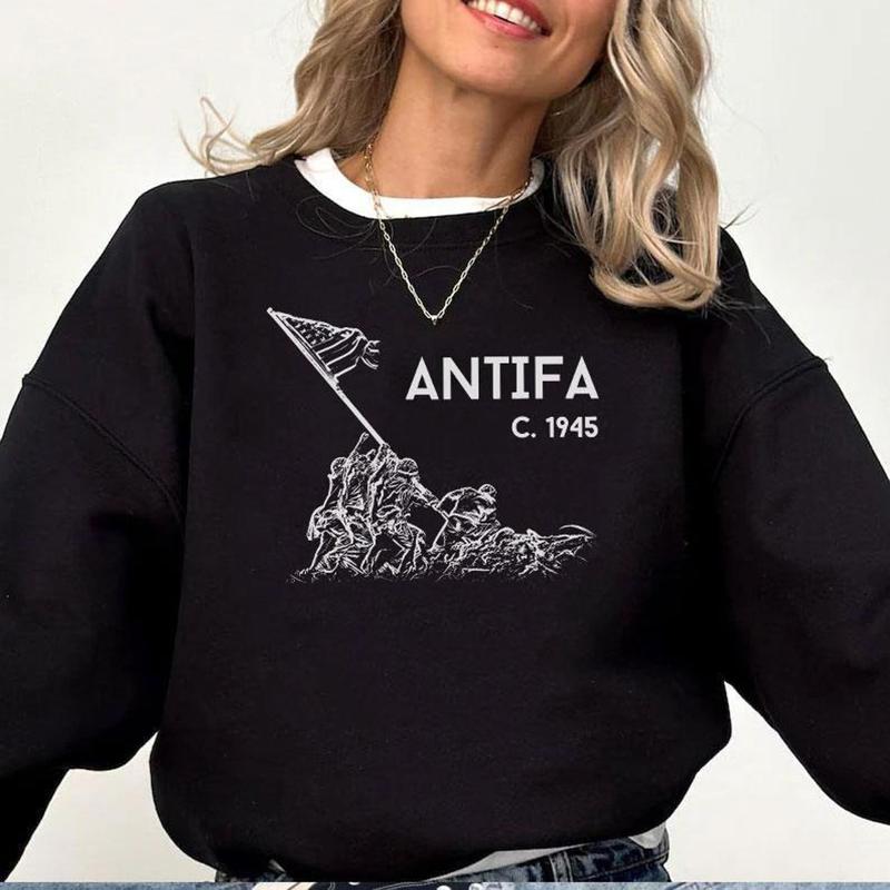 Antifa C.1945 Graphic Apparel - Anti-Fascist WWII Inspired Sweatshirt & Tee
