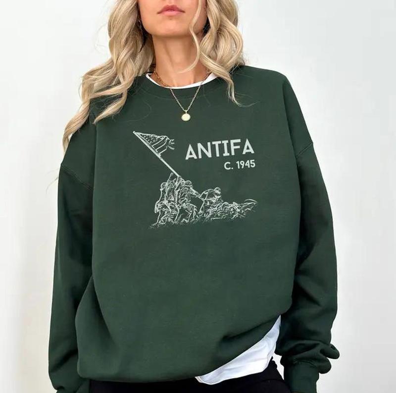 Antifa C.1945 Graphic Apparel - Anti-Fascist WWII Inspired Sweatshirt & Tee