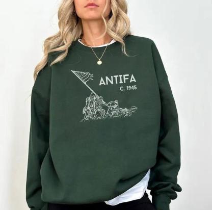 Antifa C.1945 Graphic Apparel - Anti-Fascist WWII Inspired Sweatshirt & Tee