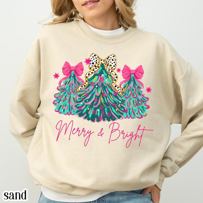 Merry & Bright Christmas Tree Apparel - Shirt, Crewneck, Hoodie Collection