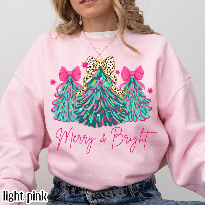 Merry & Bright Christmas Tree Apparel - Shirt, Crewneck, Hoodie Collection