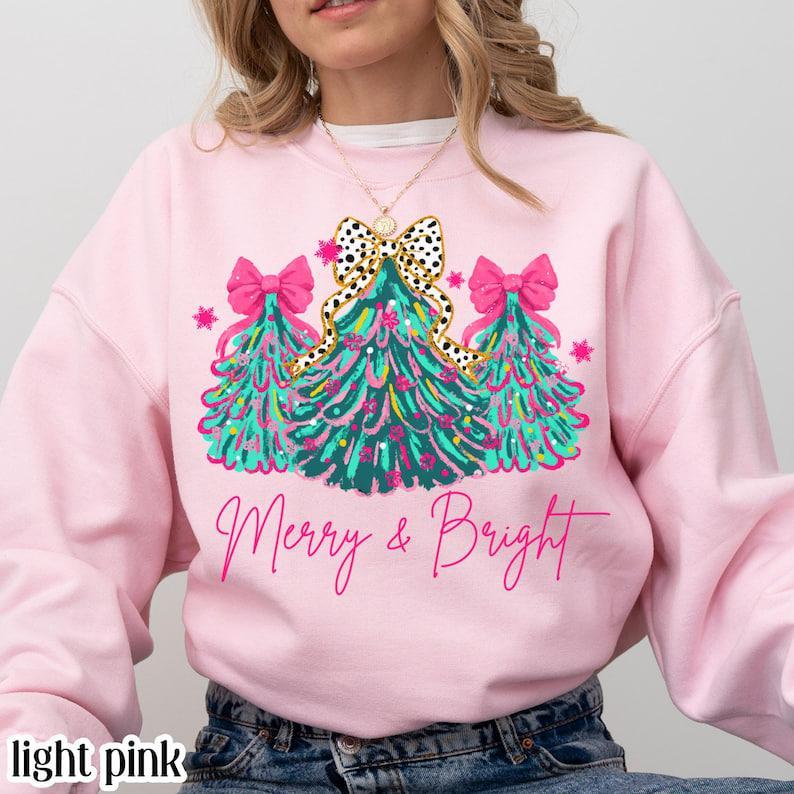 Merry & Bright Christmas Tree Apparel - Shirt, Crewneck, Hoodie Collection