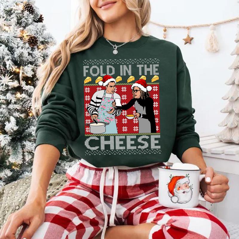 Schitt’s Creek “Fold In The Cheese” Christmas Sweatshirt - Ugly Sweater Style Apparel