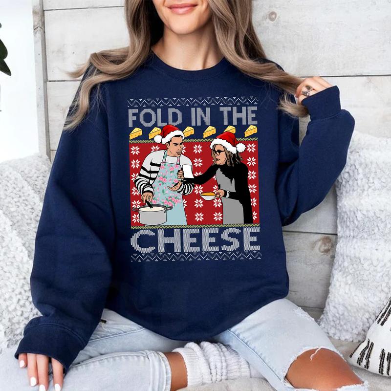 Schitt’s Creek “Fold In The Cheese” Christmas Sweatshirt - Ugly Sweater Style Apparel